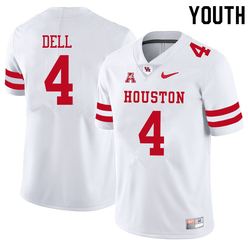 Youth #4 Nathaniel Dell Houston Cougars College Football Jerseys Sale-White - Click Image to Close